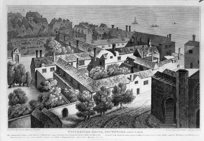 Casa Winchester, Southwark alrededor de 1649, publicada en 1812 de Wenceslaus Hollar