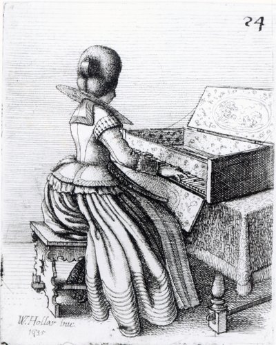 Mujer tocando un teclado, 1635 de Wenceslaus Hollar
