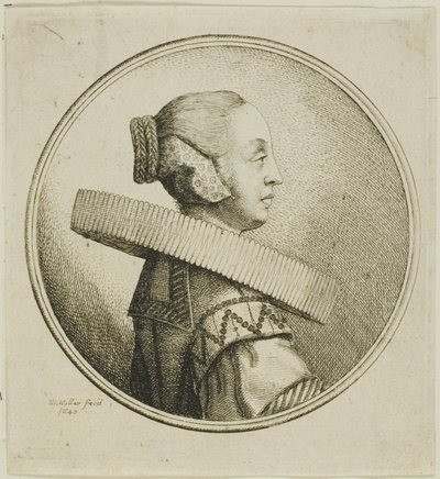 Mujer con Gola Circular de Encaje en Perfil a la Derecha de Wenceslaus Hollar