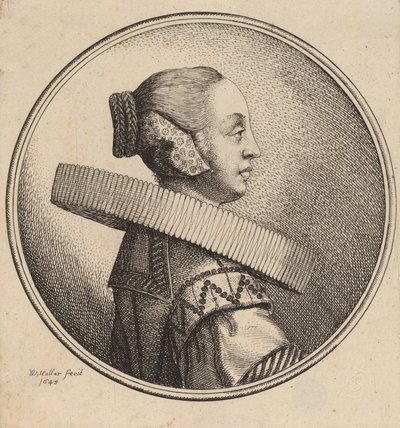 Mujer con gorguera de perfil de Wenceslaus Hollar