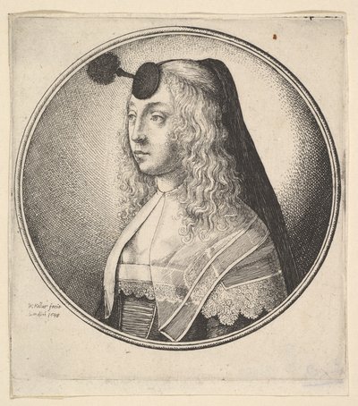 Mujer con houpette en la frente girada a la izquierda, 1643 de Wenceslaus Hollar