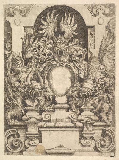 Diseño para un cartucho, Placa de la Architecttura de Dietterlin, 1598 de Wendel Dietterlin the Elder