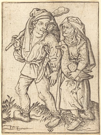 Granjero y Esposa con Ganso de Wenzel von Olmutz after Master of the Housebook