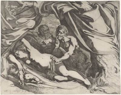 Venus durmiente espiada por miradas de Werner van den Valckert