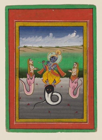 Krishna Kaliyamardaka, finales del siglo XIX-principios del XX (gouache sobre papel) de West Indian School
