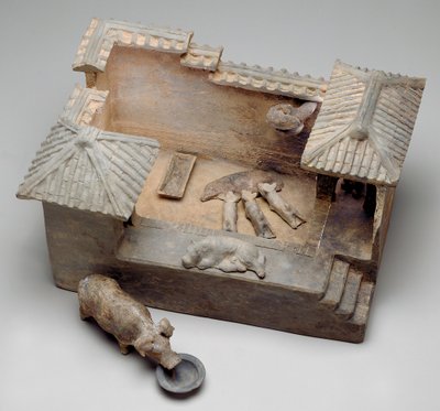 Modelo funerario de una pocilga (barro) de Western Han Dynasty Chinese School