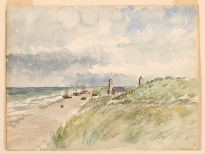Dibujo, La orilla en Kativigh, Holanda, 21 de agosto de 1887 de Whitney Warren Jr.