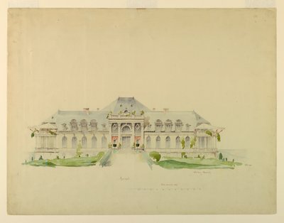 Elevación frontal del Newport Country Club, Harrison Avenue, Newport, Rhode Island de Whitney Warren Jr.