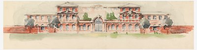 Escuela Hearst para niñas: La elevación del edificio principal de Whitney Warren Jr.