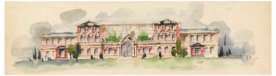 Escuela Hearst para niñas: La elevación del edificio principal de Whitney Warren Jr.