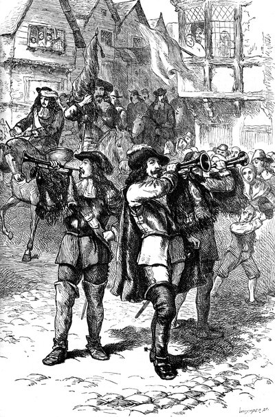 Proclamación de Jacobo II en Boston, 1685 c1880 de Whymper