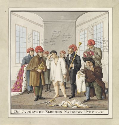 Napoleón desnudo por los jacobinos, 1815 El paño jacobino Napolion Uijdt (título sobre el objeto) de Wijnand Esser