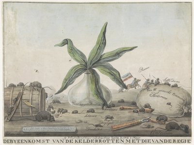 Caricatura sobre los douanes franceses, 1813-1814
El Encuentro de las Ratas de Bodega con las de la Regie (título en el objeto) de Wijnand Esser
