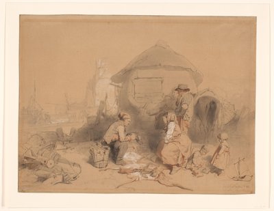 Conversación en la playa cerca de un barco convertido en vivienda de Wijnand Nuijen (signed by artist)