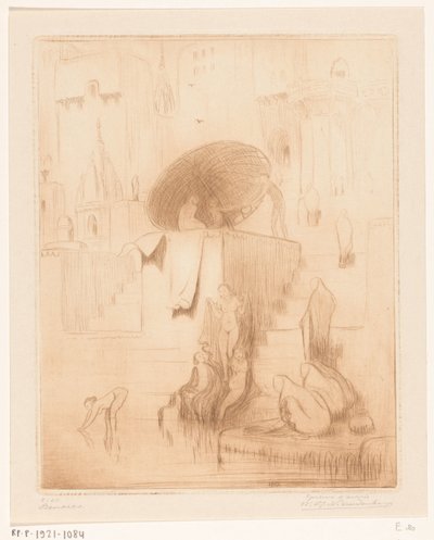 Bañistas y lavanderas a orillas del Ganges en Benarés
Benares (título original) de Wijnand Otto Jan Nieuwenkamp (signed by artist)