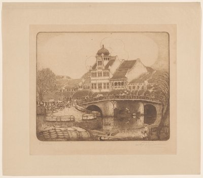 El edificio de oficinas de la empresa Sluyters & Co. Kali Besar Batavia (título original) de Wijnand Otto Jan Nieuwenkamp (signed by artist)