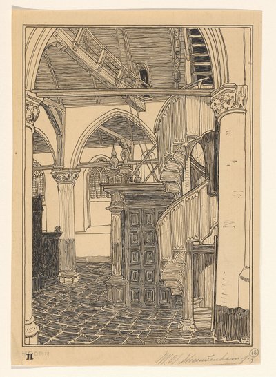 Interior de la Noorderkerk en Hoorn de Wijnand Otto Jan Nieuwenkamp (signed by artist)