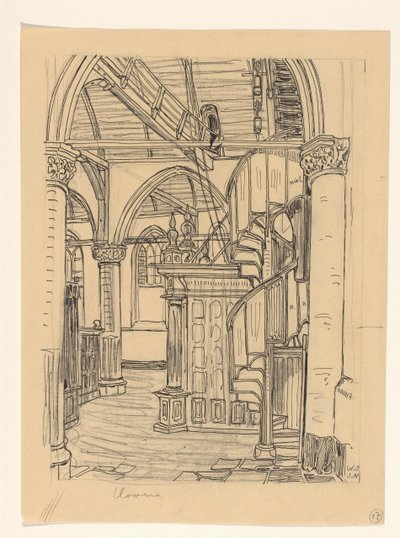 Interior de la Noorderkerk en Hoorn de Wijnand Otto Jan Nieuwenkamp (signed by artist)