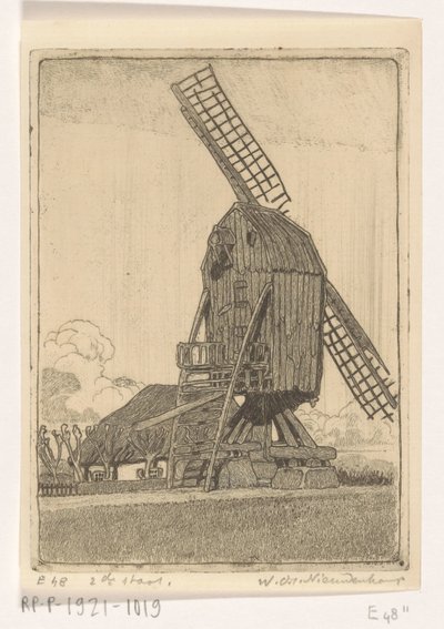 Molino de trigo con dos velas cerca de Bennekom
El viejo molino (título original) de Wijnand Otto Jan Nieuwenkamp (signed by artist)