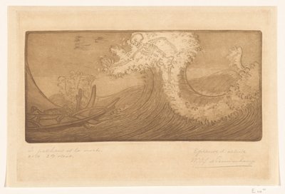 Pescadores en el mar y la muerte
El viajero y la muerte (título original)
Le Pêcheur et la Mort (título en el objeto) de Wijnand Otto Jan Nieuwenkamp (signed by artist)