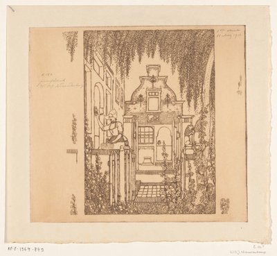 Mujer disfrazada llamando a la puerta de una casa en Edam
En la puerta principal (título original) de Wijnand Otto Jan Nieuwenkamp (signed by artist)
