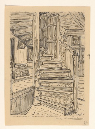Escalera de caracol en el Museo Westfries en Hoorn de Wijnand Otto Jan Nieuwenkamp (signed by artist)