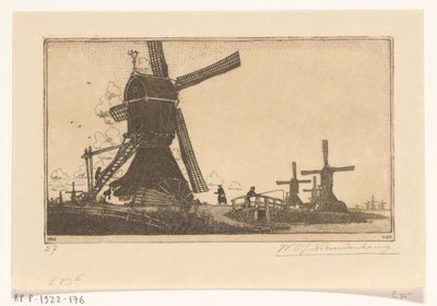 Molinos de agua en la Vlist entre Haastrecht y Schoonhoven
Molinos de agua cerca de Gouda (título original) de Wijnand Otto Jan Nieuwenkamp (signed by artist)
