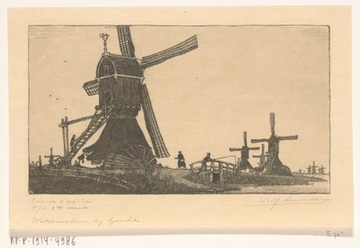 Molinos de agua en la Vlist entre Haastrecht y Schoonhoven
Molinos de agua cerca de Gouda (título original) de Wijnand Otto Jan Nieuwenkamp (signed by artist)
