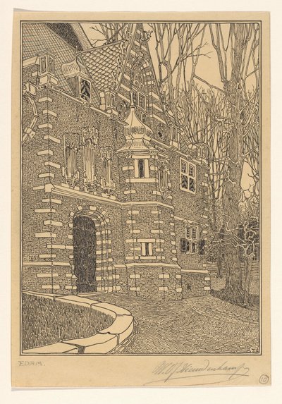 Portal sur de la Grote o Sint-Nicolaaskerk de Edam de Wijnand Otto Jan Nieuwenkamp (signed by artist)