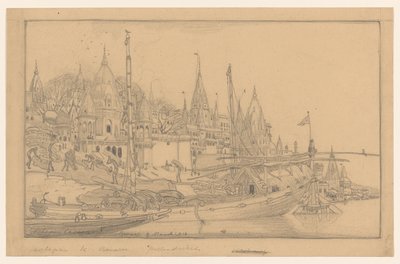 Ribera con barcos en Benarés de Wijnand Otto Jan Nieuwenkamp