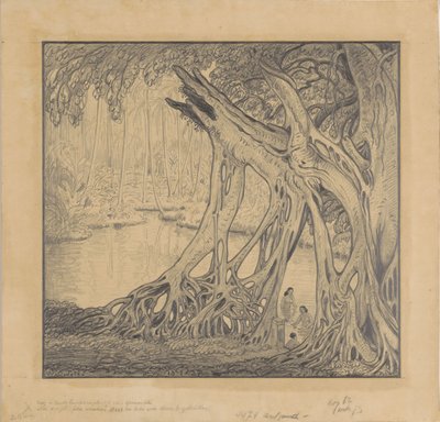 Selva tropical con bañistas de Wijnand Otto Jan Nieuwenkamp