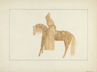 Muñeca de hoja de maíz en caballo, 1935-1942 de Wilbur M Rice