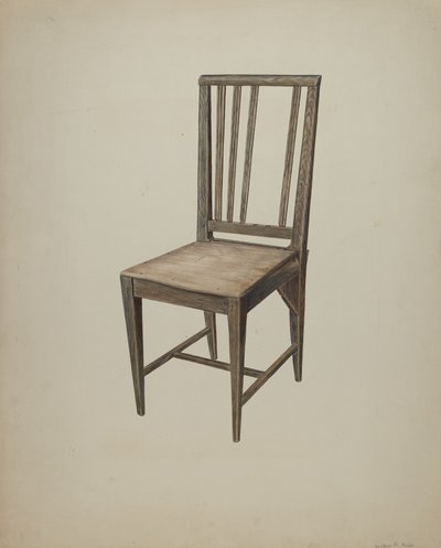 Silla recta de madera, c. 1938 de Wilbur M Rice