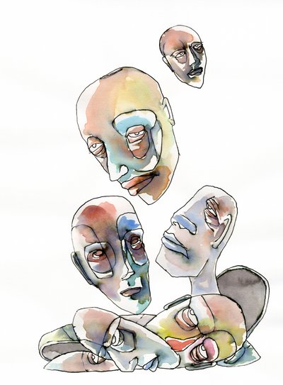 Cabezas humanas abstractas de Wildemar Doomgriever