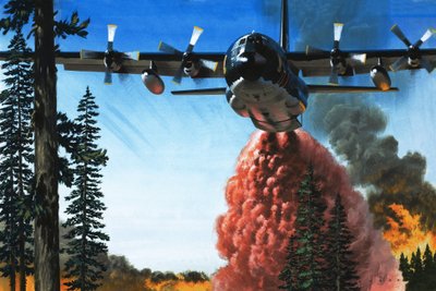 Bombardear un incendio forestal de Wilf (20th century) Hardy