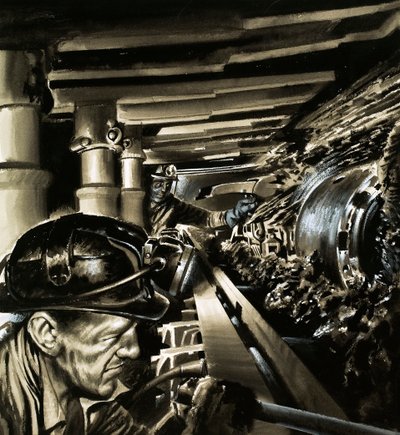 Minería del carbón (gouache sobre papel) de Wilf (20th century) Hardy