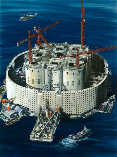 Tanque gigante de hormigón y acero para el yacimiento petrolífero de Ekofisk de Wilf (20th century) Hardy