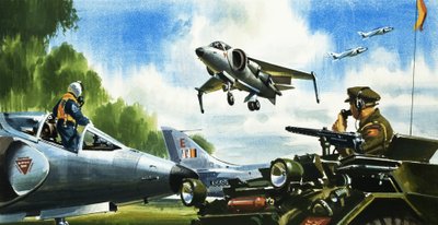 Mira... No hay pista. Los últimos avances en aeronaves. El Harrier Jump Jet de Wilf (20th century) Hardy