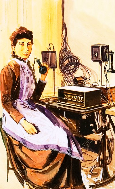 La central telefónica de Croydon en 1884 de Wilf (20th century) Hardy