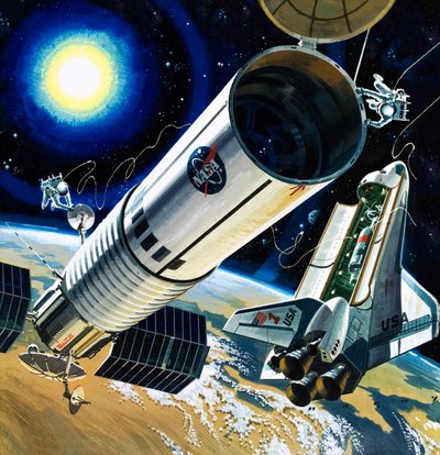 Escena no identificada de un transbordador espacial de Wilf (20th century) Hardy