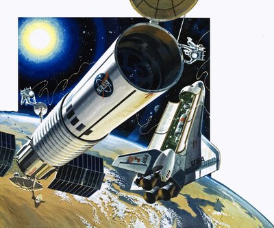 Escena no identificada de un transbordador espacial de Wilf (20th century) Hardy