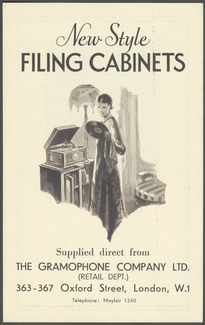 Archivadores de la Compañía Gramophone, años 1920 de Wilfred Fryer, Curtis Advertising Agency