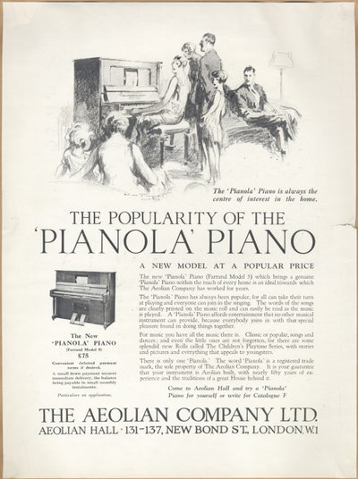 Pianolas de la Compañía Eólica, años 1920 de Wilfred Fryer