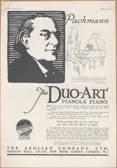 Pianolas de la Compañía Eólica, 1924 de Wilfred Fryer