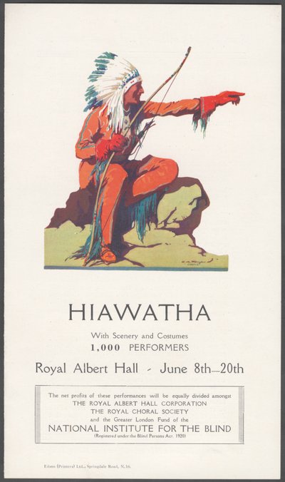 Anuncio del teatro Hiawatha de Wilfred Fryer