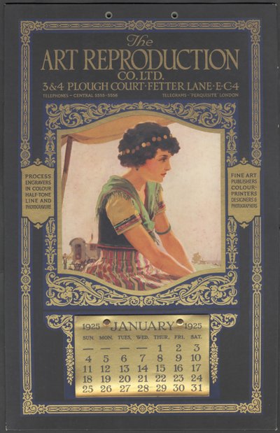 Calendario de la Compañía de Reproducción de Arte, 1925 de Wilfred Fryer