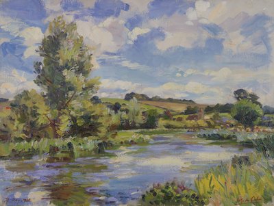 Un paisaje fluvial iluminado por el sol de Wilfred Gabriel de Glehn