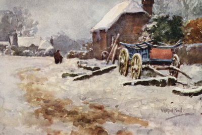 Escena invernal (litografía en color) de Wilfrid Williams Ball
