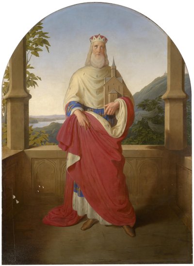 San Leopoldo frente a una vista del Danubio y la montaña Leopoldsberg, por Rieder, Wilhelm August (1796-1880) de Wilhelm August Rieder