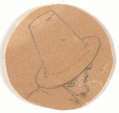 Cabeza de hombre con sombrero alto. Perfil a la derecha de Wilhelm Bendz